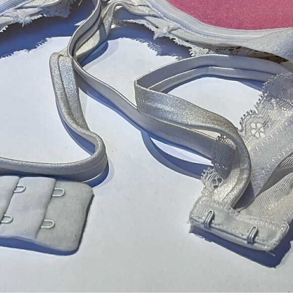 PINK Bra Date Wireless Push Up White 36DD Lace, Strappy, padded. - Picture 5 of 10